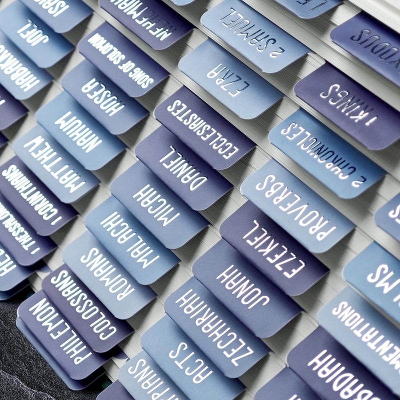Uzriyl Laminated Bible Tabs, Bible Study Supplies, Large Print Bible Book Tabs for Women and Men, (Silver Foil Embossed Lettering) Bible Labels Index Tabs, Bible Accessories for Easy Navigation(Dusk Blue) - Image 4